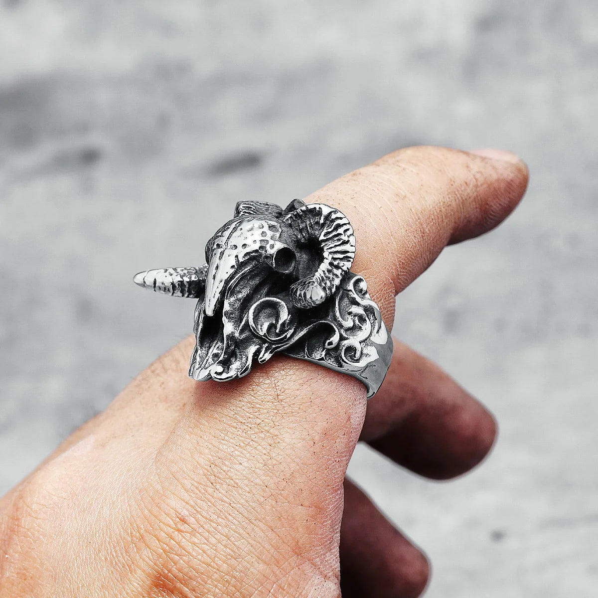 Punk Goathorn 316L Edelstahl Männer Ring Übertreibung Tier für Männlich Freund Biker Reiter Schmuck Klassiker Geschenk Dropshipping