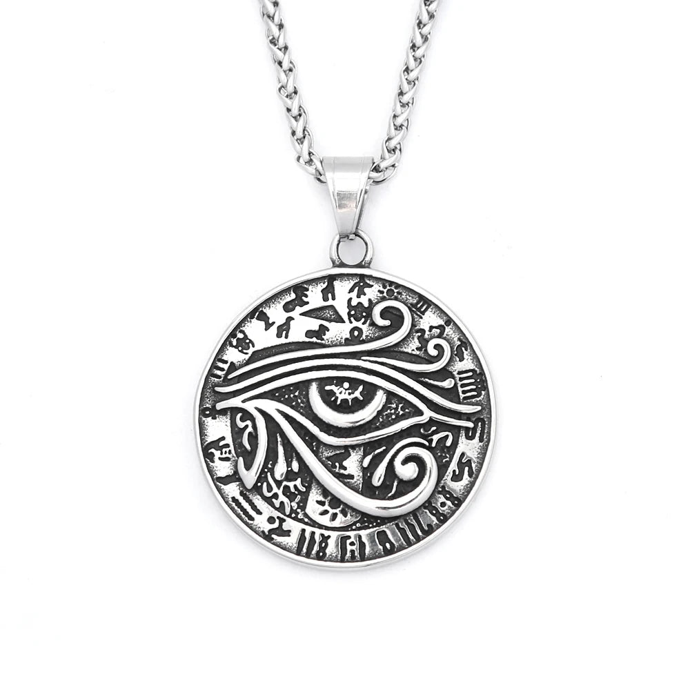 New Vintage Eye of Horus Pendant Necklace Stainless Steel Classic Egyptian Totem Necklaces For Men Boys Amulet Jewelry Wholesale