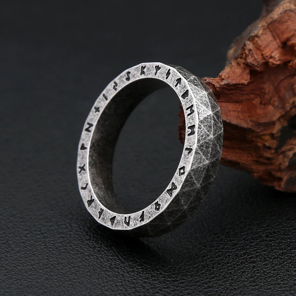 Vintage Nordic Viking Rune Rings For Men 316L Stainless Steel Vikings Amulet Ring Simple Fashion Jewelry Party Gift Dropshipping