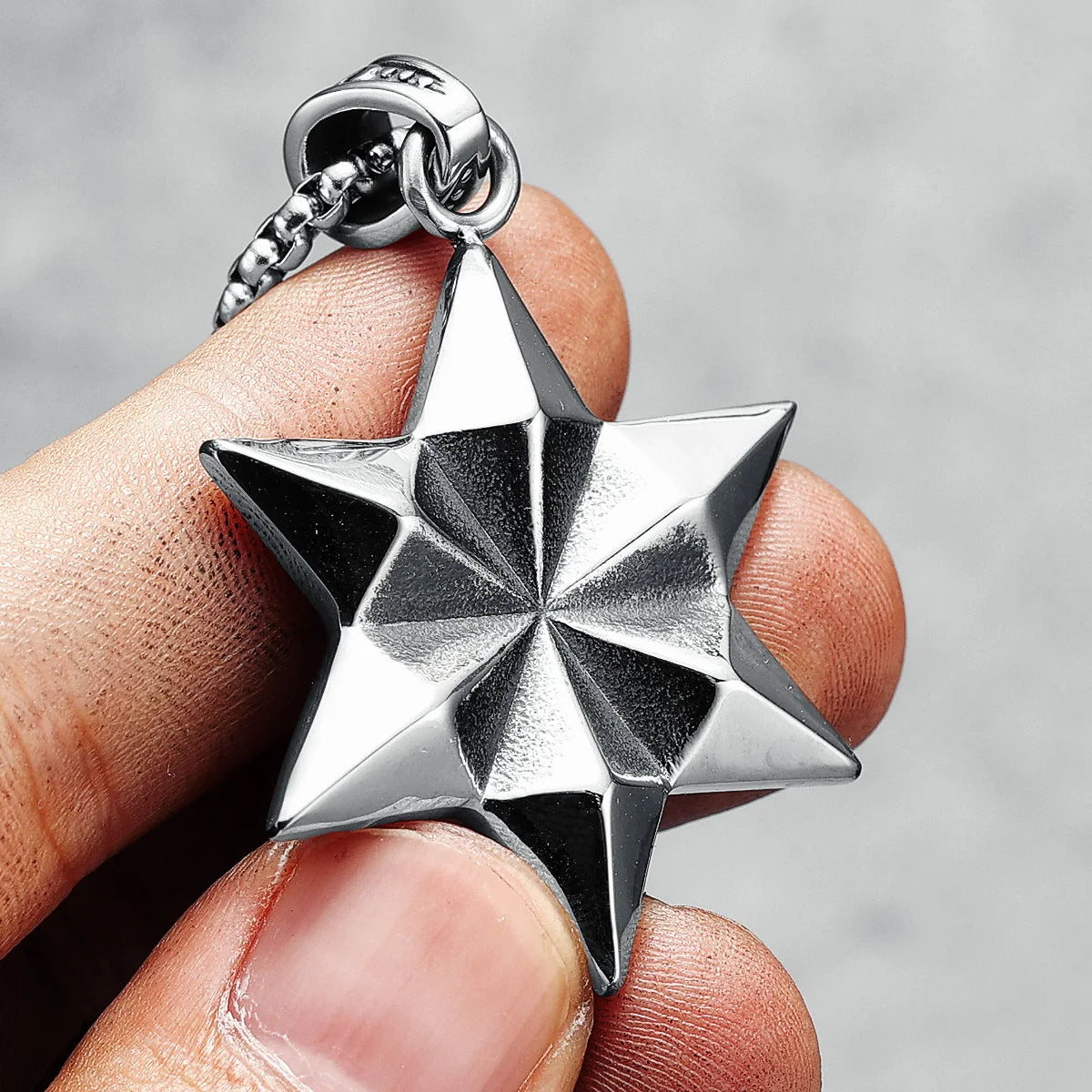 Hexagram Men Necklace Solid Geometry 316L Stainless Steel Pendant Chain Religion Rock Punk Hip Hop for Friends Male Jewelry Gift