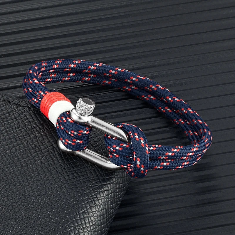 Navy Style Sport Camping Paracord Survival Bracelet Men Women With Stainless Steel U-Shape Shackle Buckle Nautical Jewelry Gifts