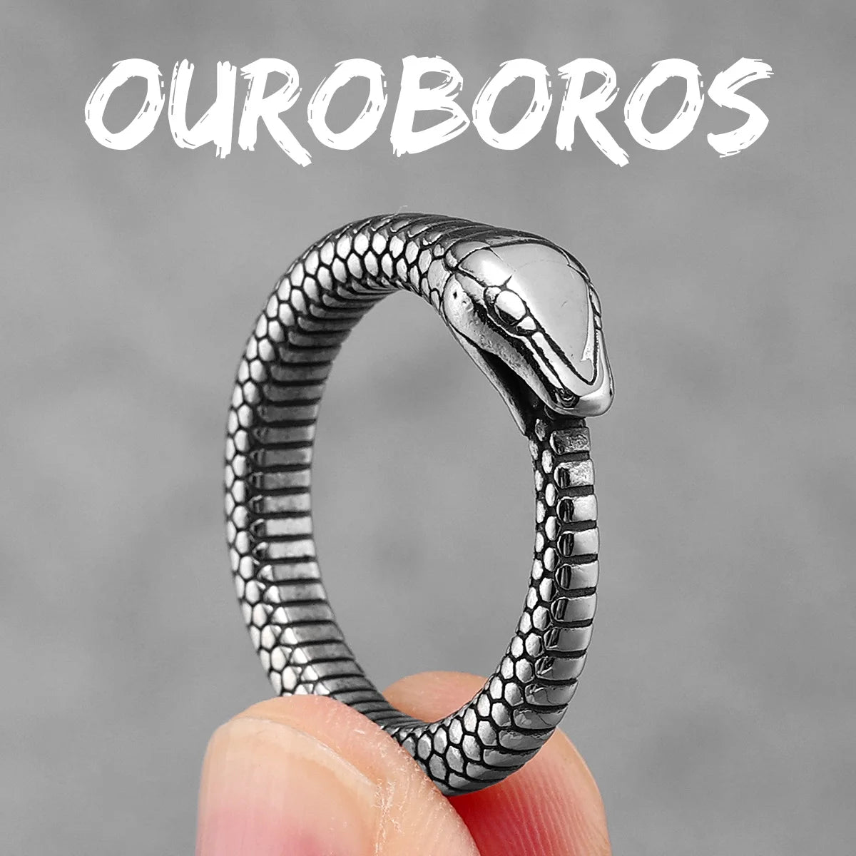 Ouroboros Ring 316L Stainless Steel Men Rings Snake Punk Rock for Male Rider Jewelry Halloween Creativity Xmas Gift Wholesale