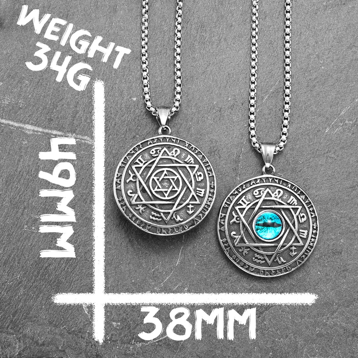 Hexagonal Gemstone Necklaces Token 316L Stainless Steel Pendants Star of David Men Chain Punk Rock for Male Jewelry Best Gift