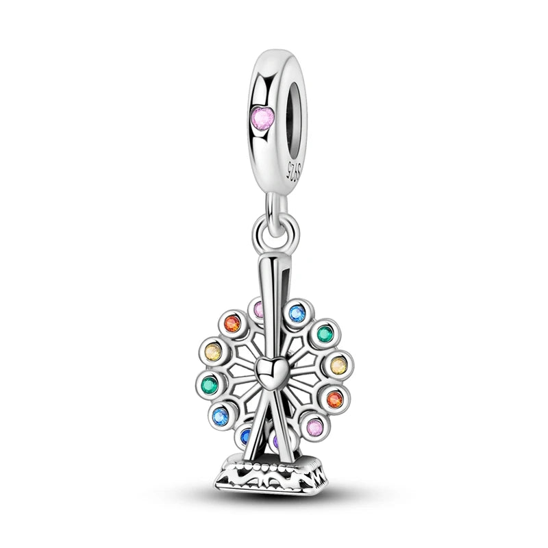 New 925 Sterling Silver Cross Love Clover Castle Elephant Beads Charms Fit Original Pandora Bracelets Women Jewelry DIY Gift