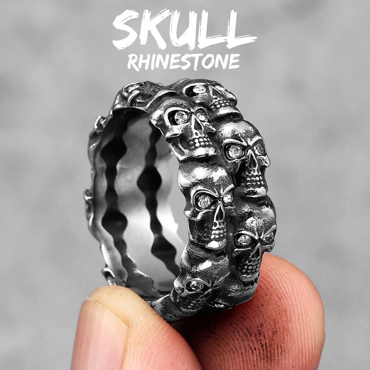 Vintage Punk Gothic All Skull Head Series Stainless Steel Womens Mens Rings Unique for Biker Jewelry Creativity Gift Wholesale