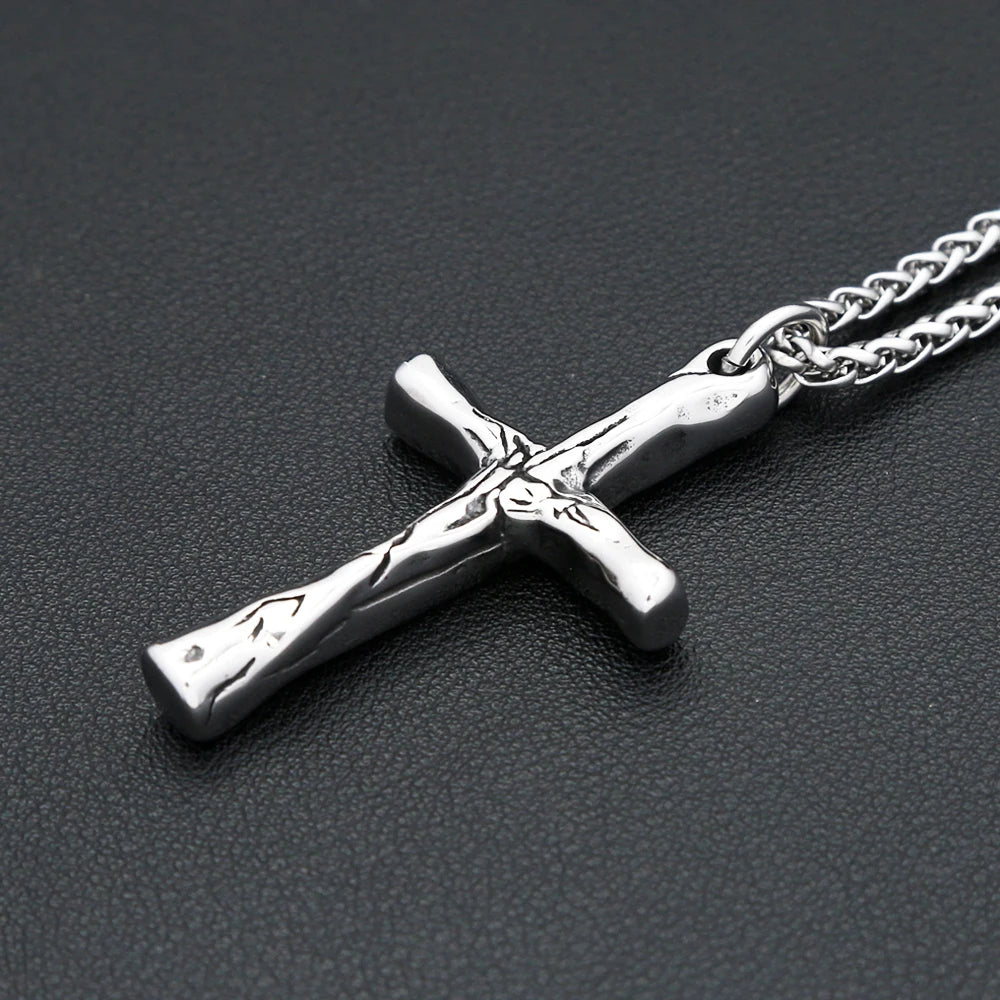 New Unique Stainless Steel Cross Pendant Necklaces For Men Women Punk Hip Hop Simple Cross Necklace Fashion Jewelry Dropshipping