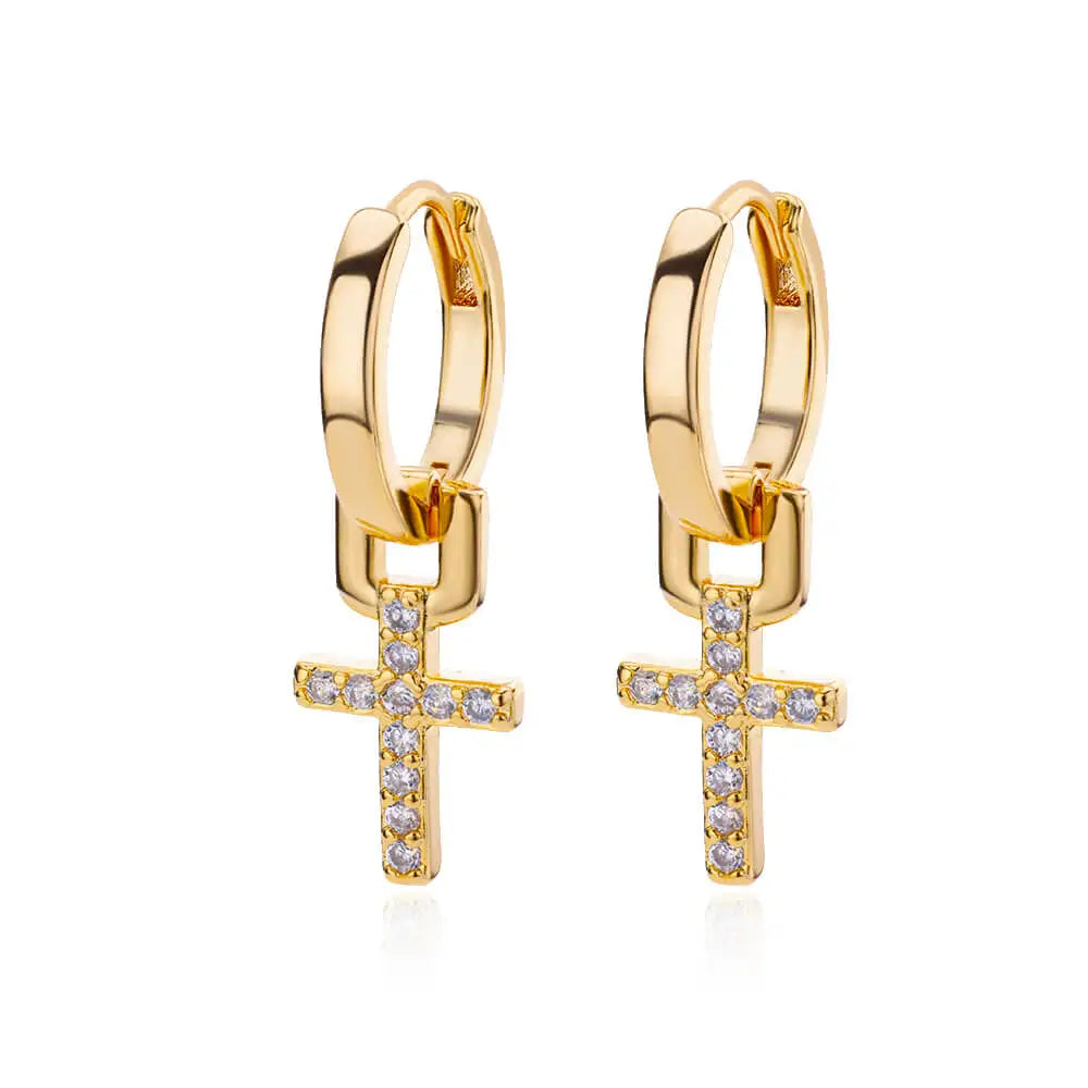 Zirkon Kreuz Baumeln Ohrringe Für Frauen Mädchen Edelstahl Kreuz Ohrring 2024 Trendy Paar Hochzeit Ästhetischen Schmuck aretes