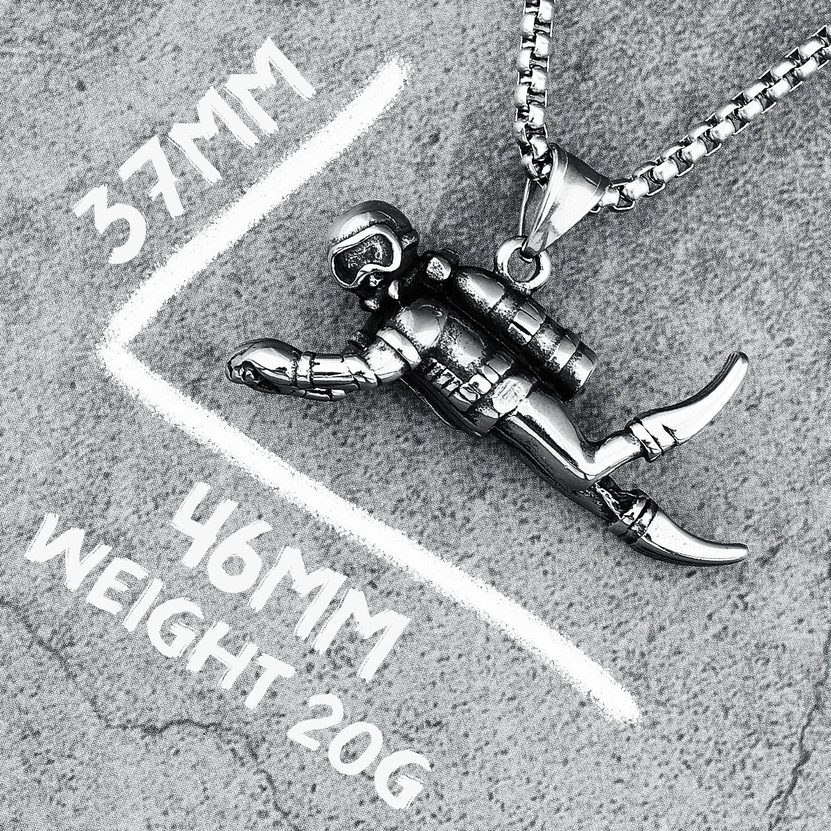 Creative Diver Necklaces Stainless Steel Men Trendy Hip Hop Rap Pendant Chain Party for Boyfriend Male Jewelry Gift Dropshipping