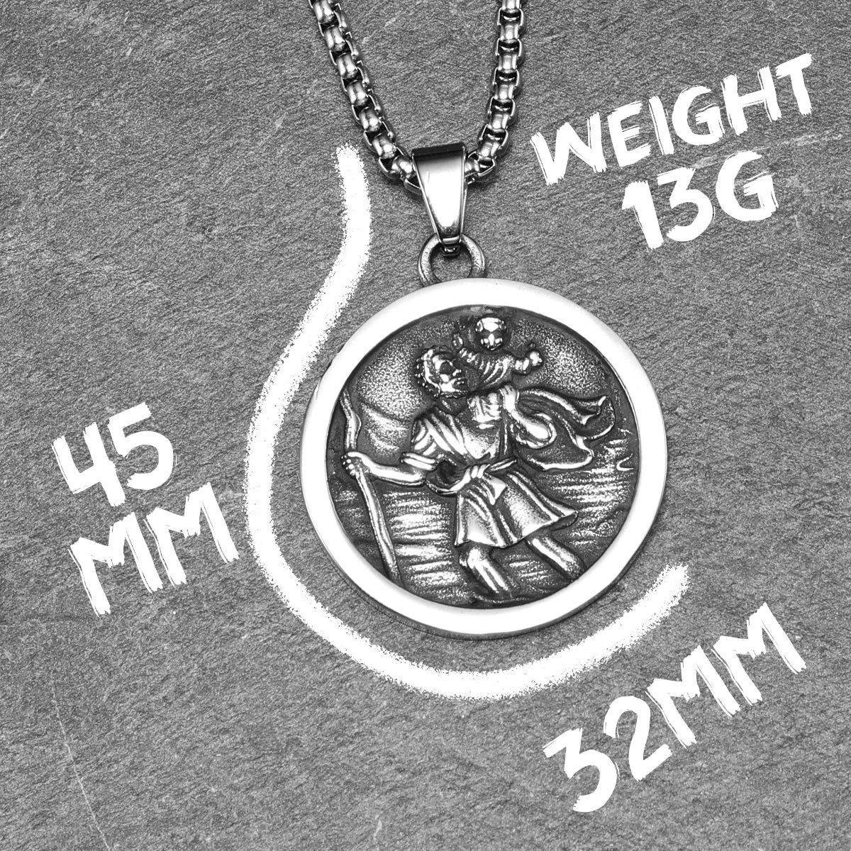 St Christopher Necklace Pray Pendants 316L Stainless Steel Powerful Amulet Men Chain Rock Retro for Biker Male Jewelry Xmas Gift