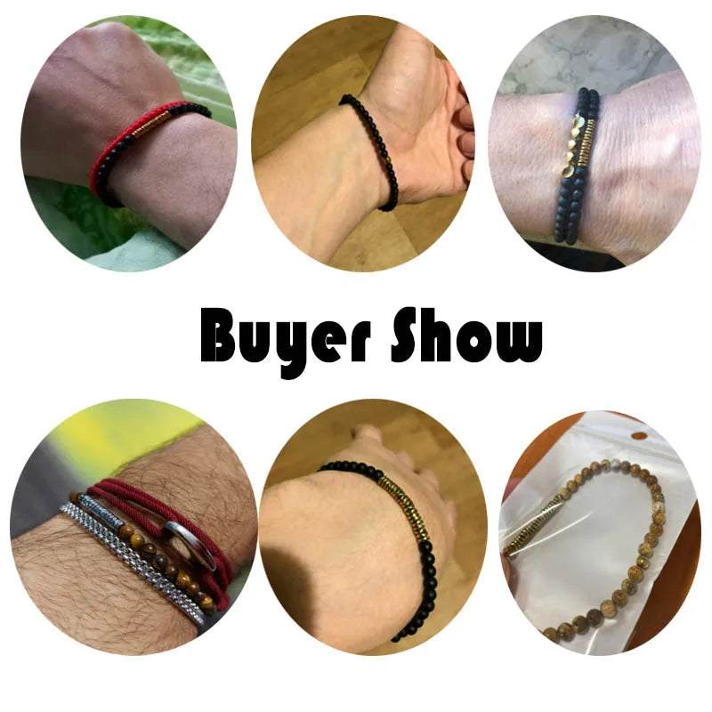 New 4mm Bracelet Men Antique Gold Color Hematite Stone Braclet Natural Wooden Braslet Homme Meditation Beaded Brazalete Pulsera