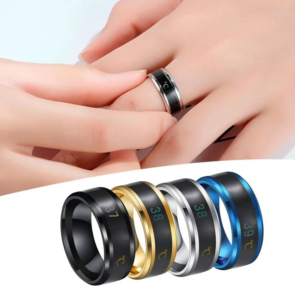 Fashion Smart Sensor Body Stainless Steel Love Band Ring With Temperature Measurement Function Rings For Couples Accessories