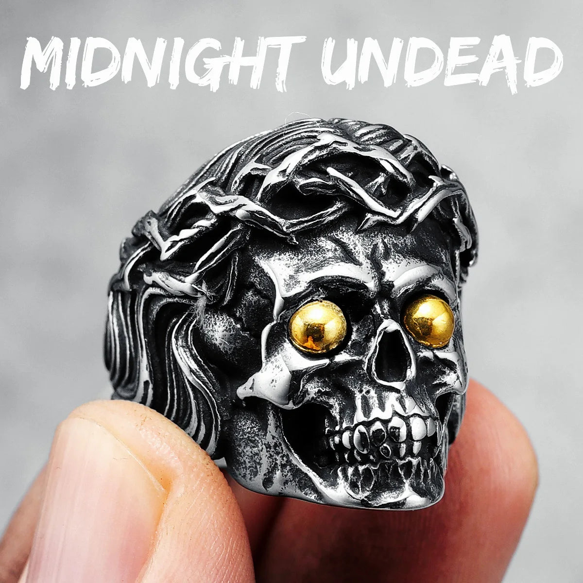 Skull Men Ring 316L Stainless Steel Skeleton Midnight Undead Rock Punk Gothic Rap for Biker Male Boyfriend Jewelry Creative Gift