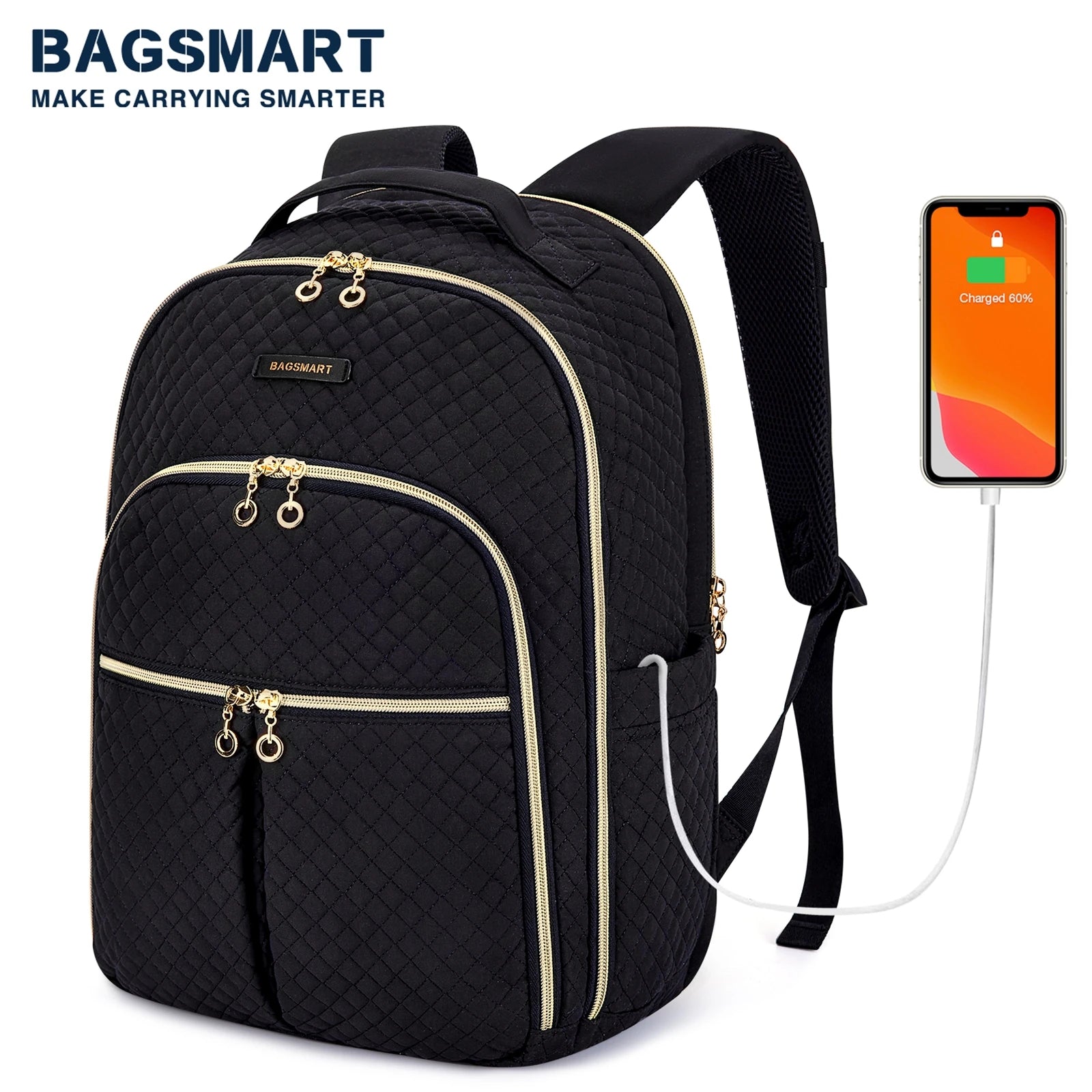 BAGSMART Laptop Backpacks for Women 15.6 inches Notebook Bags School Bag Chargeable for Work School College Travel Business Trip