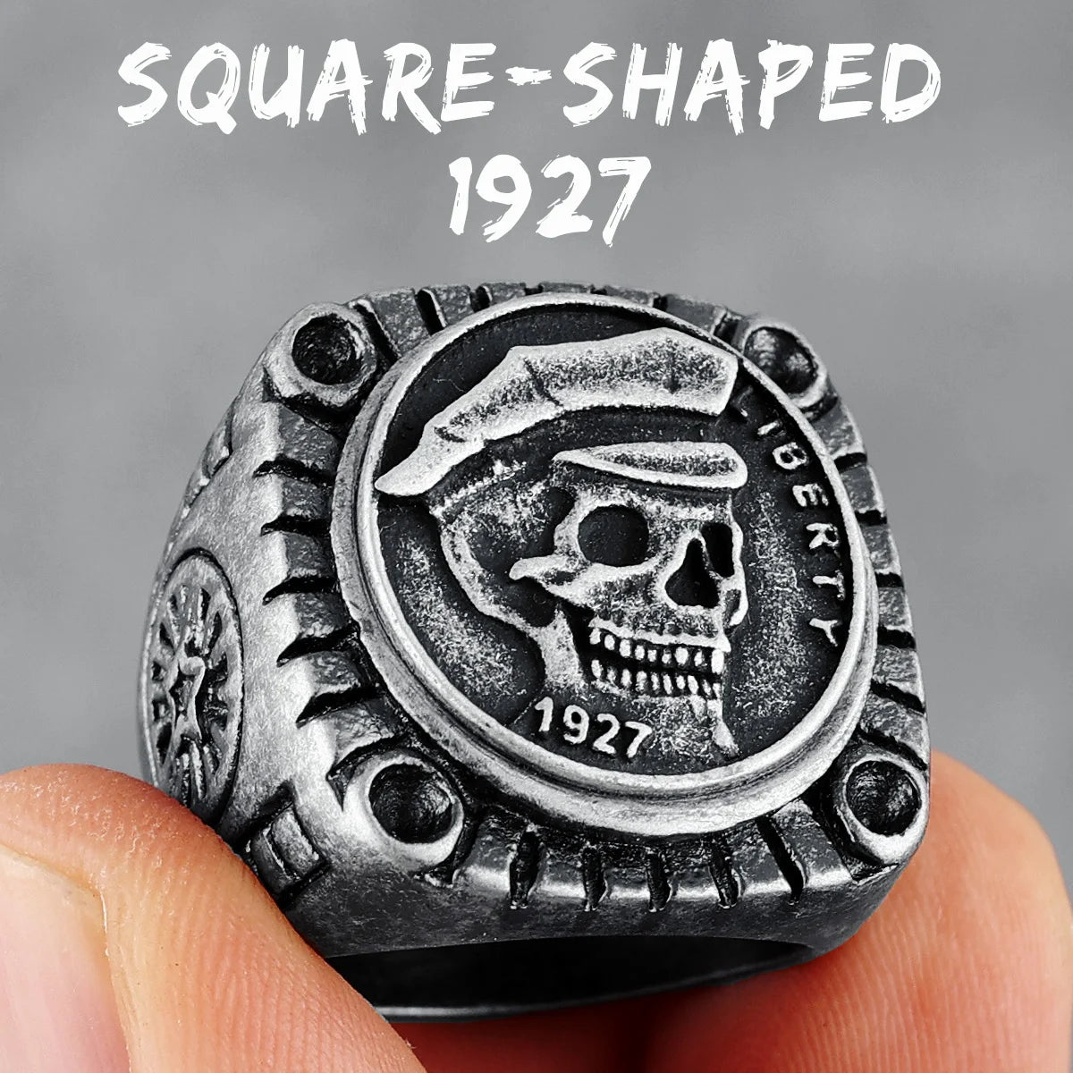 Skulls Badge Rings 316L Stainless Steel Men Ring Variety Retro Skeletons Punk Rock Punk for Rider Male Smoker Jewelry Best Gift