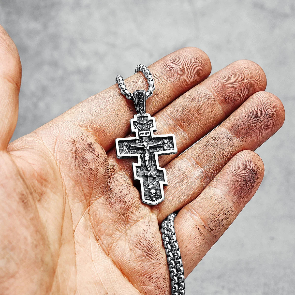 Jesus Cross Pendant Vintage 316L Stainless Steel Men Necklace Retro Chain Religion Rock Belief for Friend Male Jewelry Best Gift