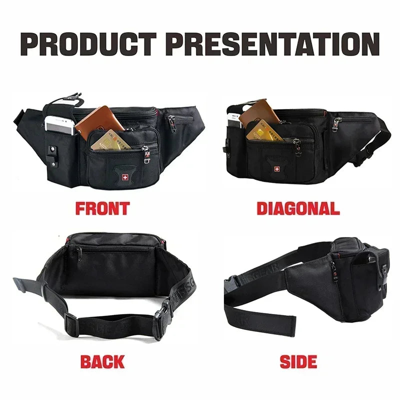 SWISS MILITARY Waist Bag Waterproof Multi Pocket Practical Fanny Pack Outdoor Sport Men Waist Bag Camping Hiking Bag Phone Pouch