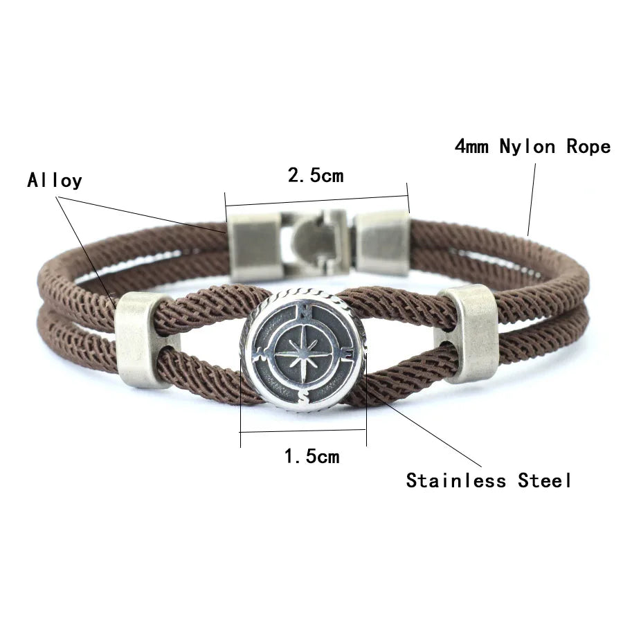 New Compass Bracelet Man Viking Nautical Rope Braslet Bangle Handmade Weaven Surfer Accessories Hombre Marine String Braclet