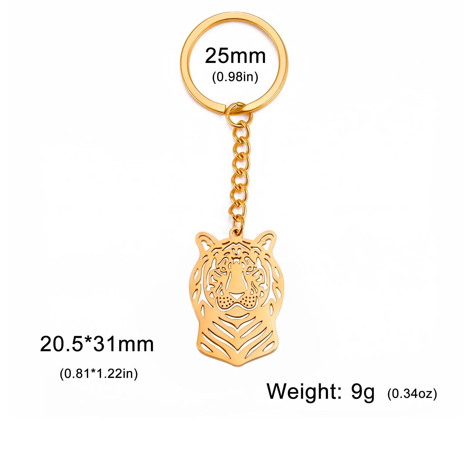 Dreamtimes 2023 Tiger Pendant Keychain Fashion Punk Stainless Steel Men's Animal Head Accessories Gift