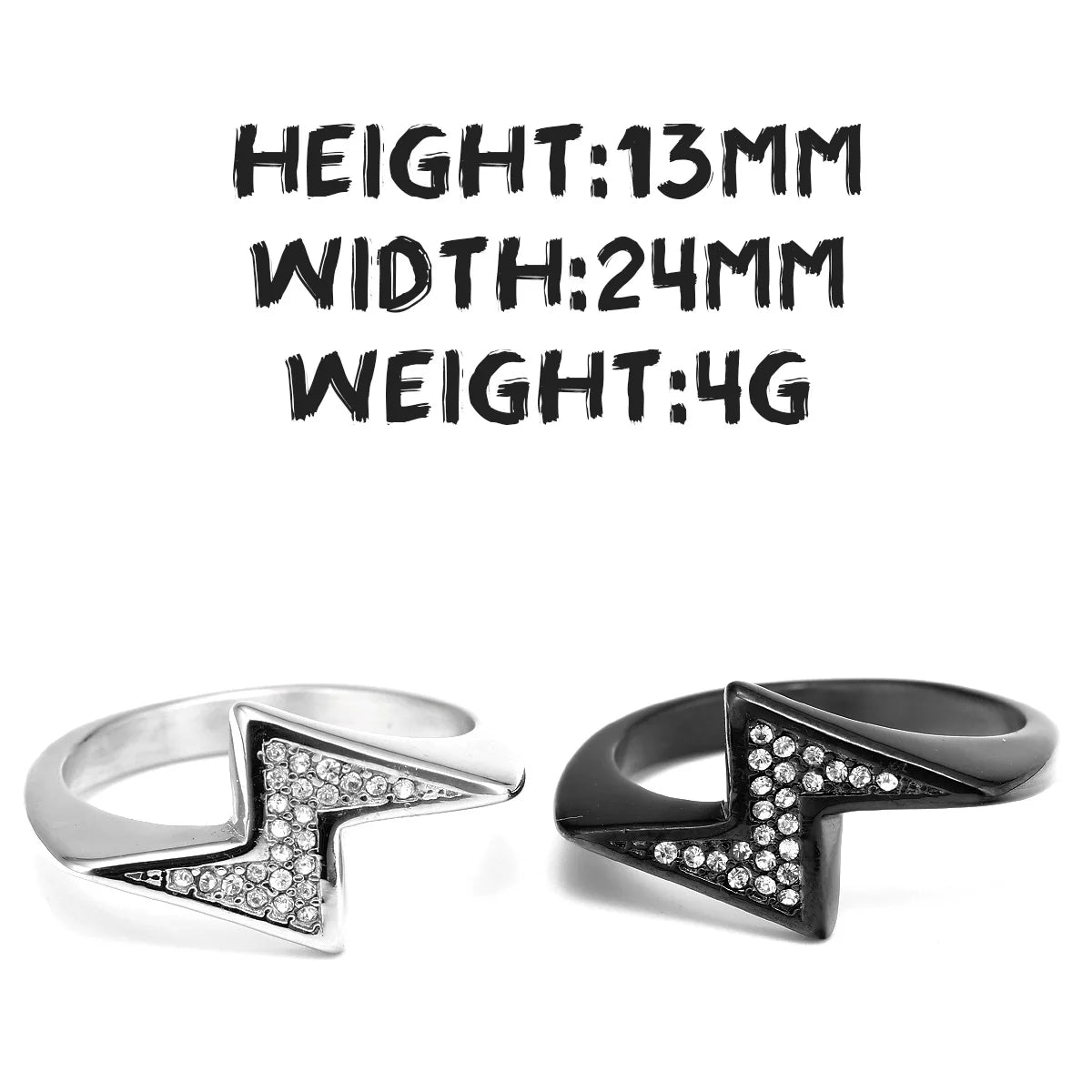 Simple Lightning Rings 316L Stainless Steel Hip Hop Men Ring Classic Punk Rock Party for Friend Couple Jewelry Christmas Gift