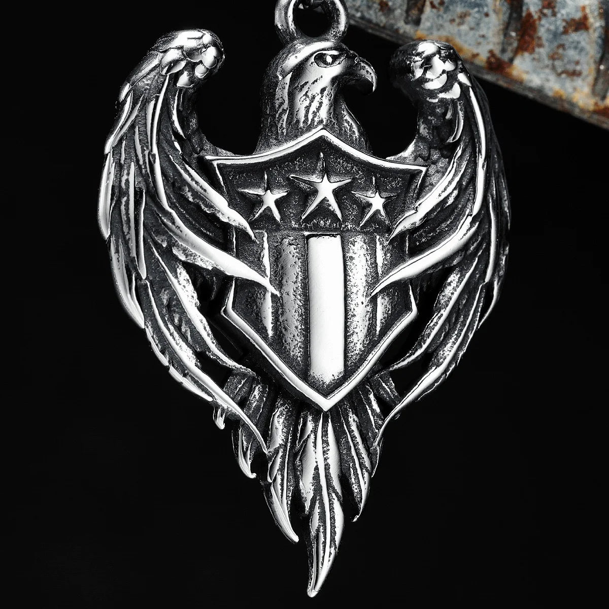 Hawk Shield Pendants Men Necklace 316L Stainless Steel Wild Eagle Star Medal Chain Rock Party for Friend Male Jewelry Best Gift