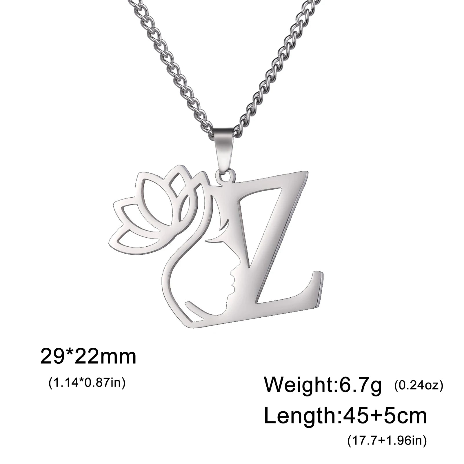 Dreamtimes Initial Women's Pendant Necklace Jewelry Stainless Steel Lotus Necklace New Year Gift 2023 Wholesale