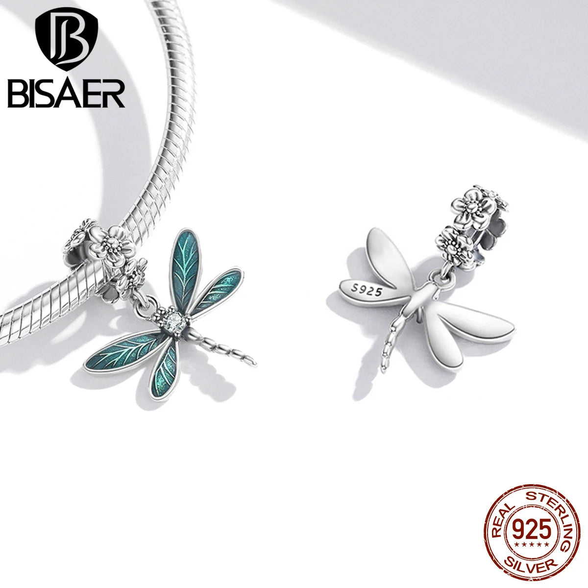 BISAER 925 Sterling Silver Animal Charms Beads Jirafa Cebra Unicornio Koala Colgante para Mujeres DIY Pulseras Collar Joyería Fina