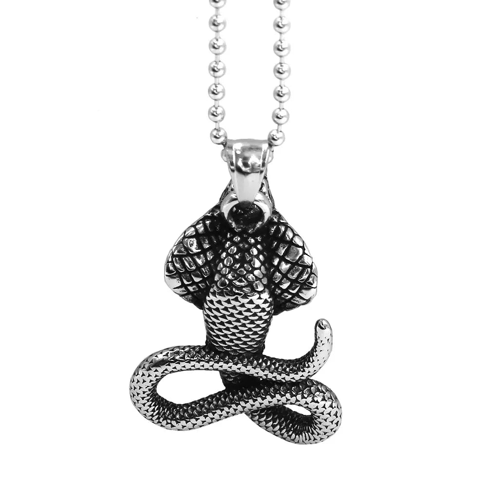 Fashion Cobra Pendant Necklace Stainless Steel Punk Snake Men Pendant Biker Charm Jewelry Gift SWP0639A