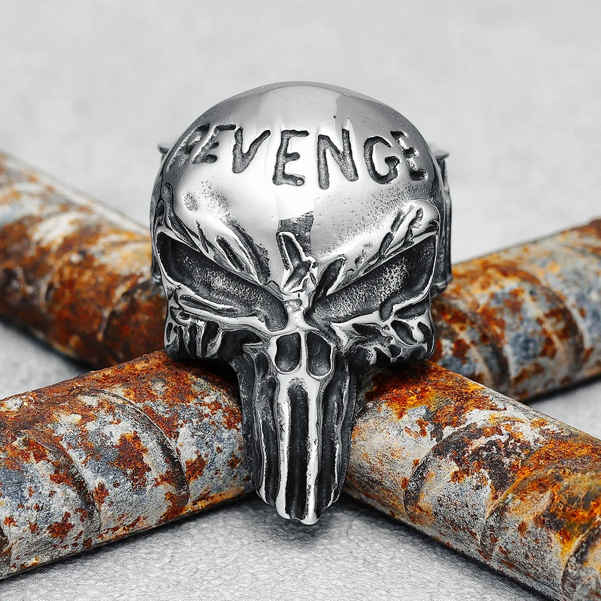 Revenger Skull Herrenringe 316L Edelstahl Punk Rock Demon Revenge Rap Party für Biker Rider Männlicher Freund Schmuck Bestes Geschenk