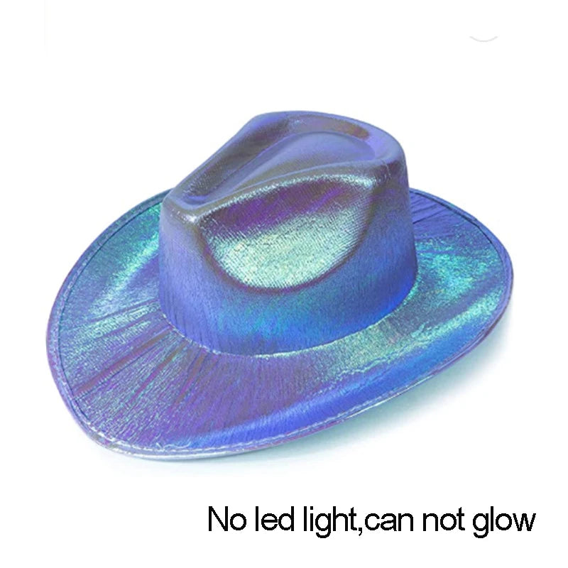 New Arrival Pearlescent Cowboy Hat Dance Costume Decorate Glowing Cowgirl Cap Glowing For Neon NightClub