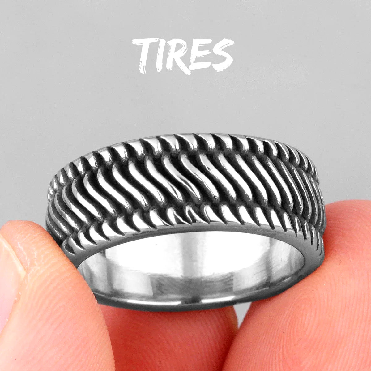 Grid Weave Ring 316L Stainless Steel Retro Industrial Style Mens Texture Rings Simple for Male Boyfriend Biker Jewelry Best Gift