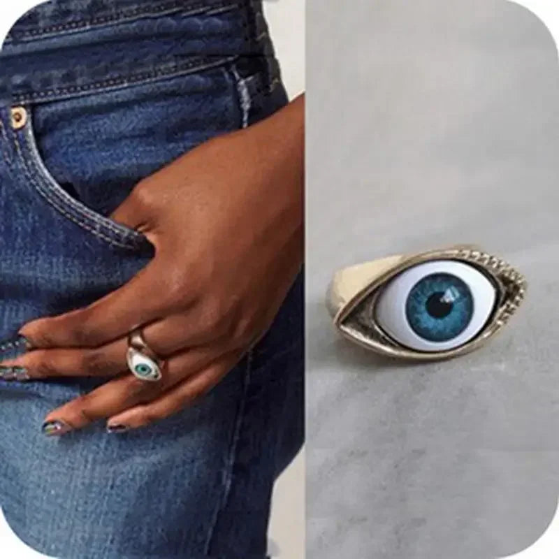 Punk Eyeball Rings for Men Women Unisex Evil Eye Vintage Halloween Jewelry Wholesale Exaggerated Gothic Rings Gift Кольца