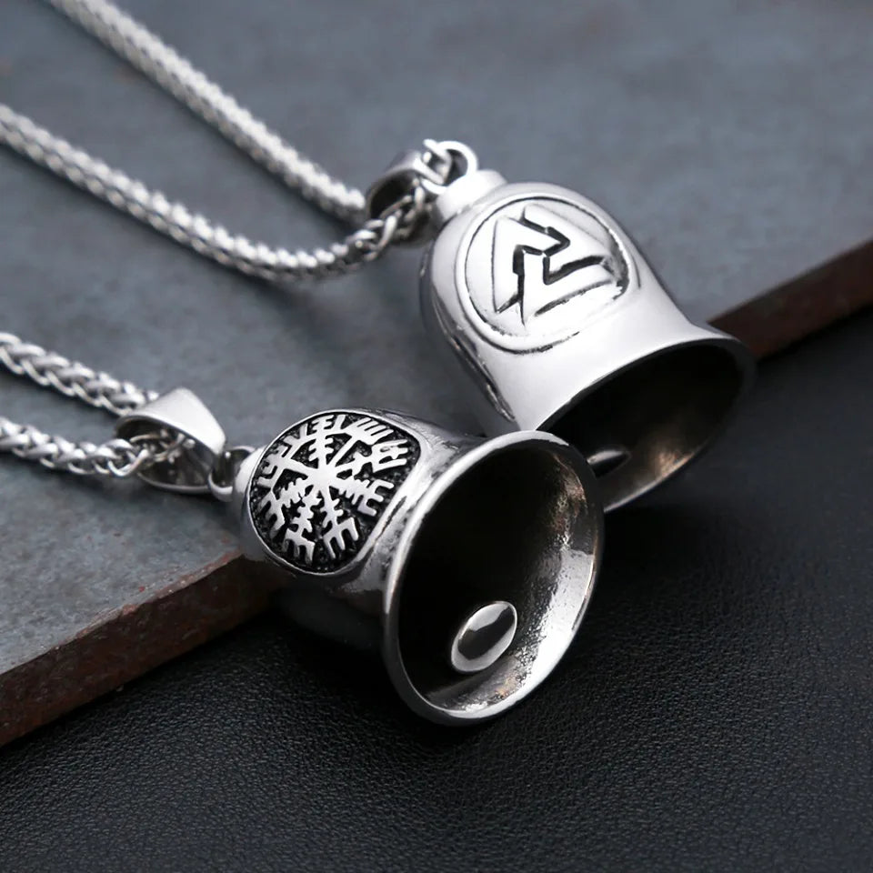 Vintage Fashion Stainless Steel Charm Riding Bell Pendant Necklaces For Men Motorcycle Rock Party Amulet Jewelry Gifts Wholesale