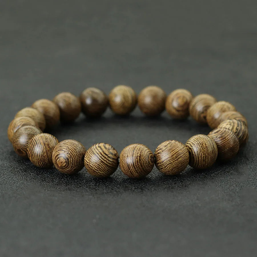 Noter Minimalist Natural Wooden Bracelet For Men 10mm Wenge Beads Braslet Meditation Yoga Buddha Braclet Leisure Pulseira