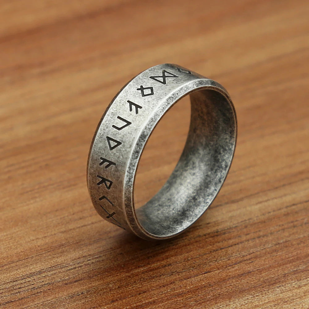 Anillo de acero inoxidable vikingo con runas, estilo nórdico vintage, anillo sencillo de Odín para hombres y mujeres, amuleto de moda punk para motociclistas, regalo de joyería al por mayor