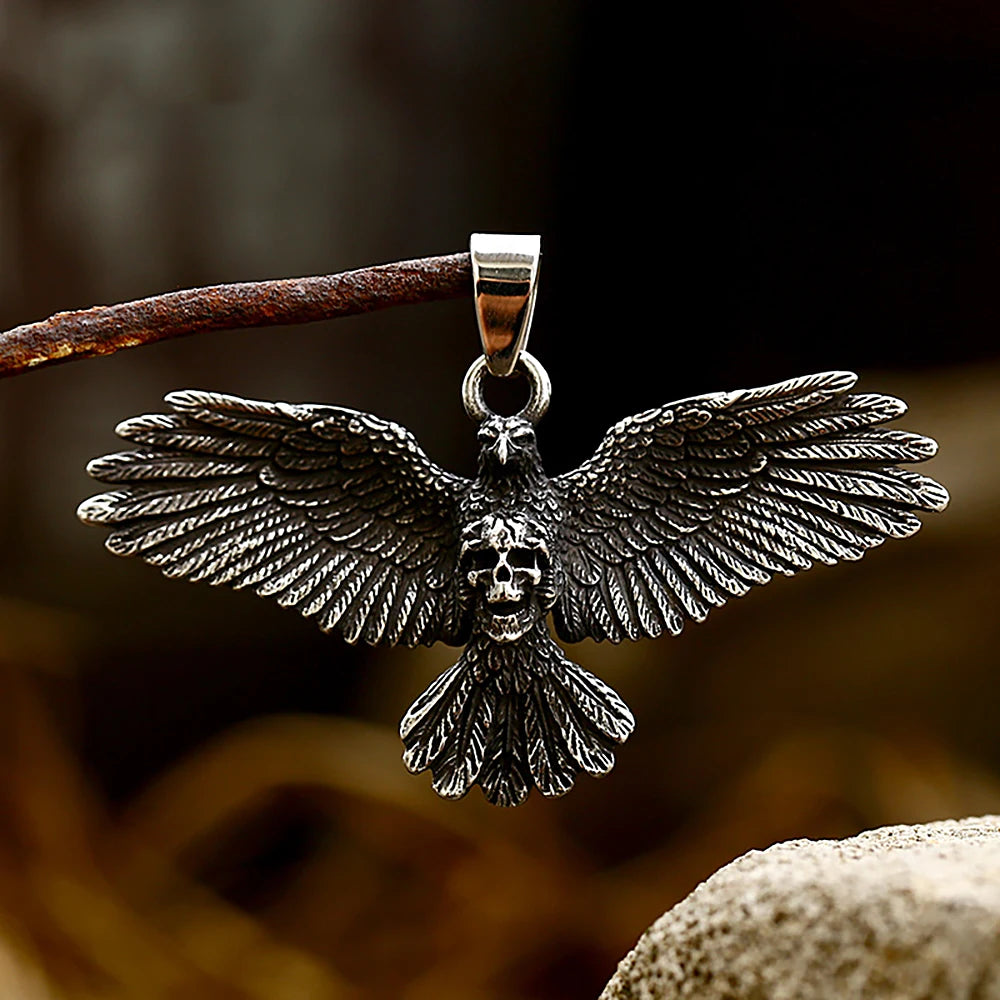 Gothic Stainless Steel Domineering Skull Pendant Necklace For Men Women Punk Wing Jewelry Good Detail Choker Dropshipping