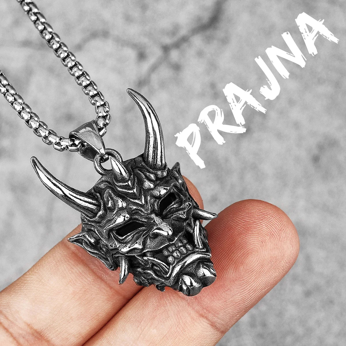 Hannya Mask Stainless Steel Men Ninja Necklaces Bushido Pendant Chain Punk for Boyfriend Male Jewelry Creative Gift Dropshipping