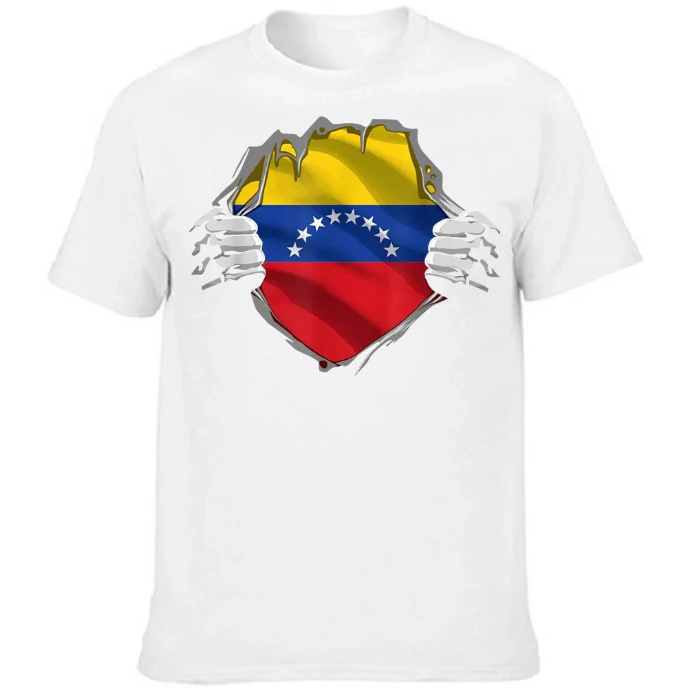 Men Summer Tshirt Cotton Loose Cool Tee Shirt Proud Venezuelan Venezuela Flag Mens Streetwear High Quality Crew Neck T-shirt