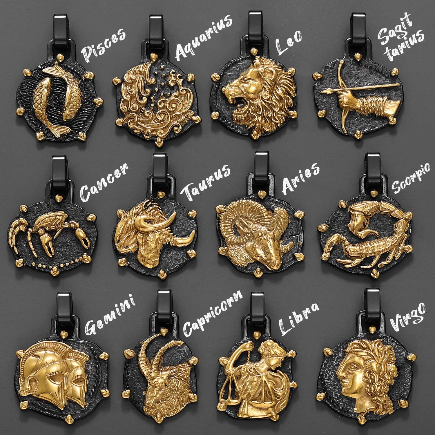 12 Constellation Amulets Men Necklaces Stainless Steel Pendant Chain Women Jewelry Punk Fashion Gifts Wholesale Dropshiping