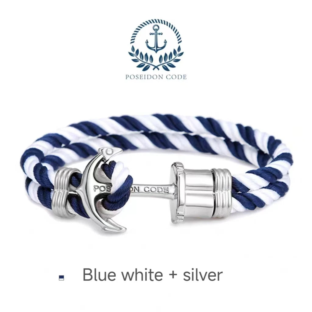 woman Stainless Steel Anchor Bracelet European and American Fashion Couple Bracelet Navy Men Personalized Nylon rope Jewelry