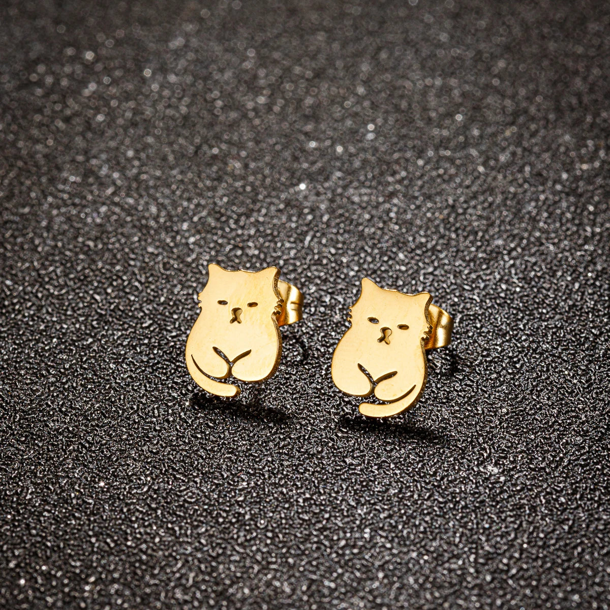 1 Pair Dainty Cat Stud Earrings Stainless Steel Chic Animal Pet Cat Earrings Cute Women Fashion Accessories