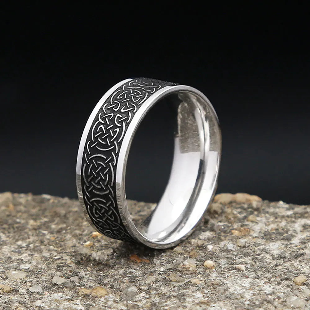 Vintage Stainless Steel Vikings Celtic Knot Rune Ring For Men Women Fashion Simple Nordic Amulet Rings Punk Lucky Jewelry Gifts