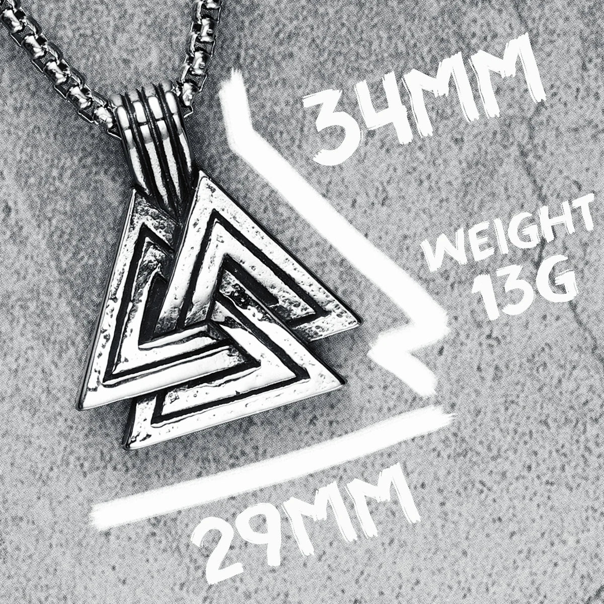 Odin Triangle Men Necklaces 316L Stainless Steel Nordic Mythology Viking Pendant Chain Punk Rap for Boyfriend Male Jewelry Gift