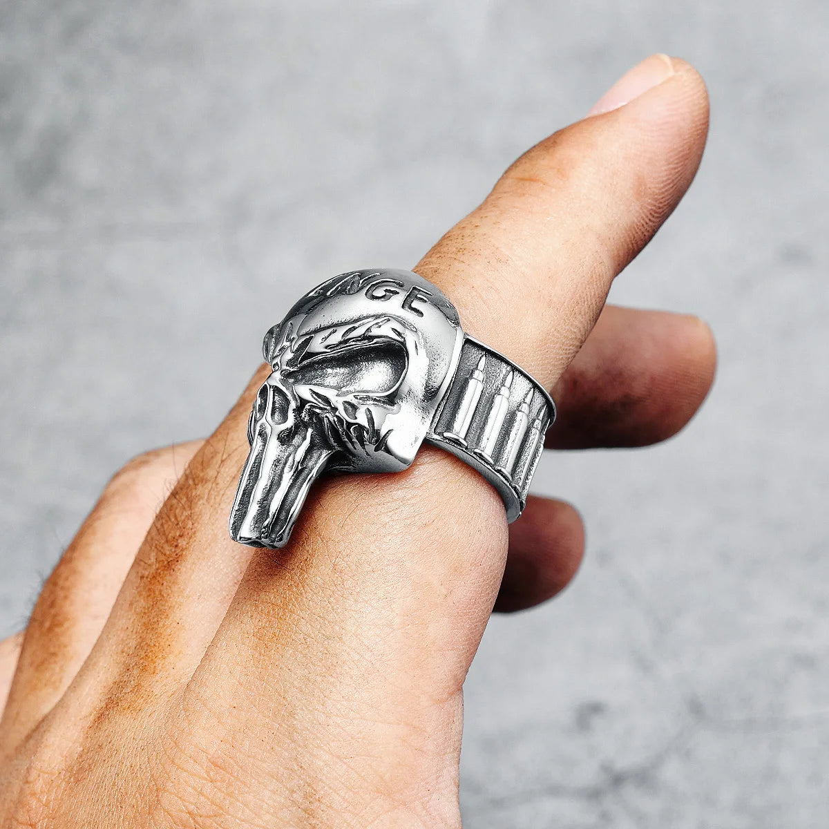 Bague en acier inoxydable 316L pour homme, motif tête de mort, style punk rock, démon, vengeance, rap, fête, motard, petit ami, bijoux, meilleur cadeau