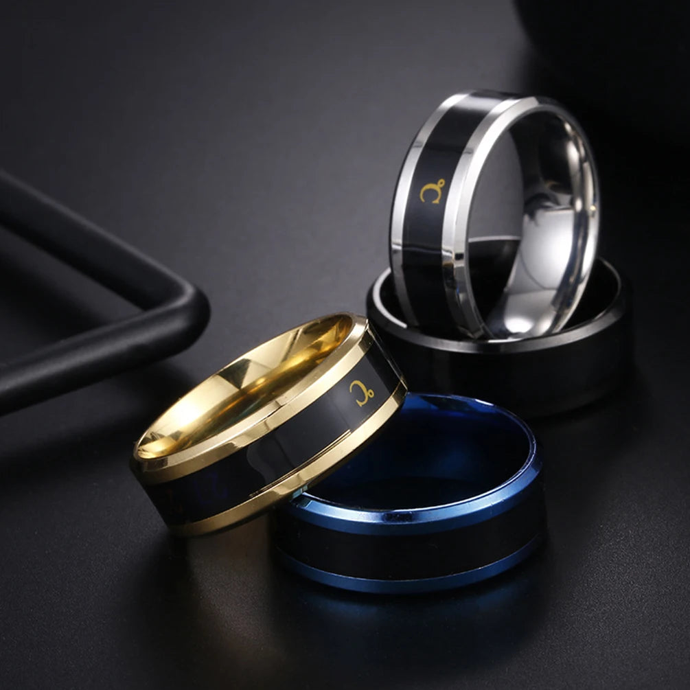 Fashion Smart Sensor Body Stainless Steel Love Band Ring With Temperature Measurement Function Rings For Couples Accessories