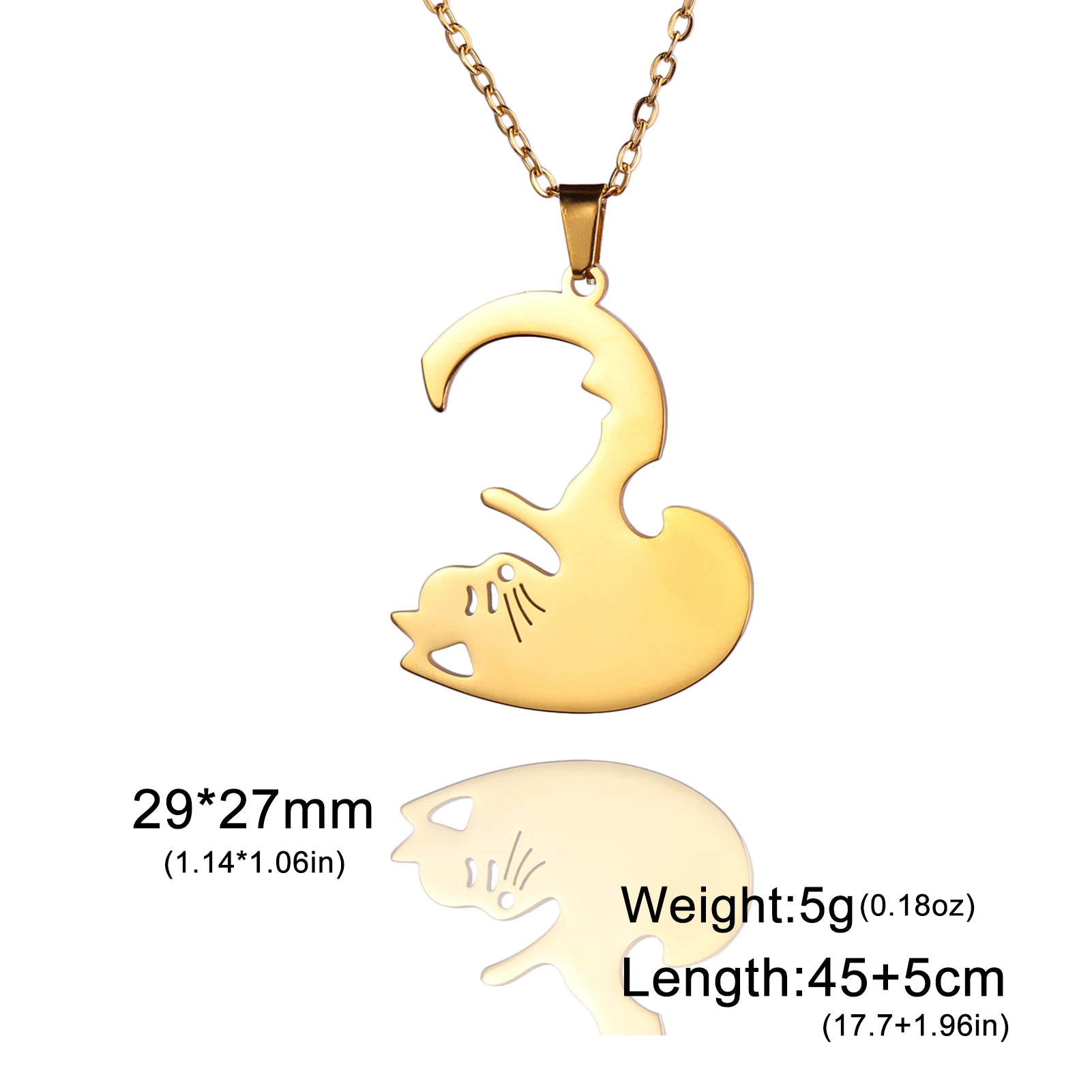 Dreamtimes Couple Jewelry Round Broken Heart Hugging Cat Necklace Women Yinyang Stainless Steel Pendant Splicing Lovers Gifts