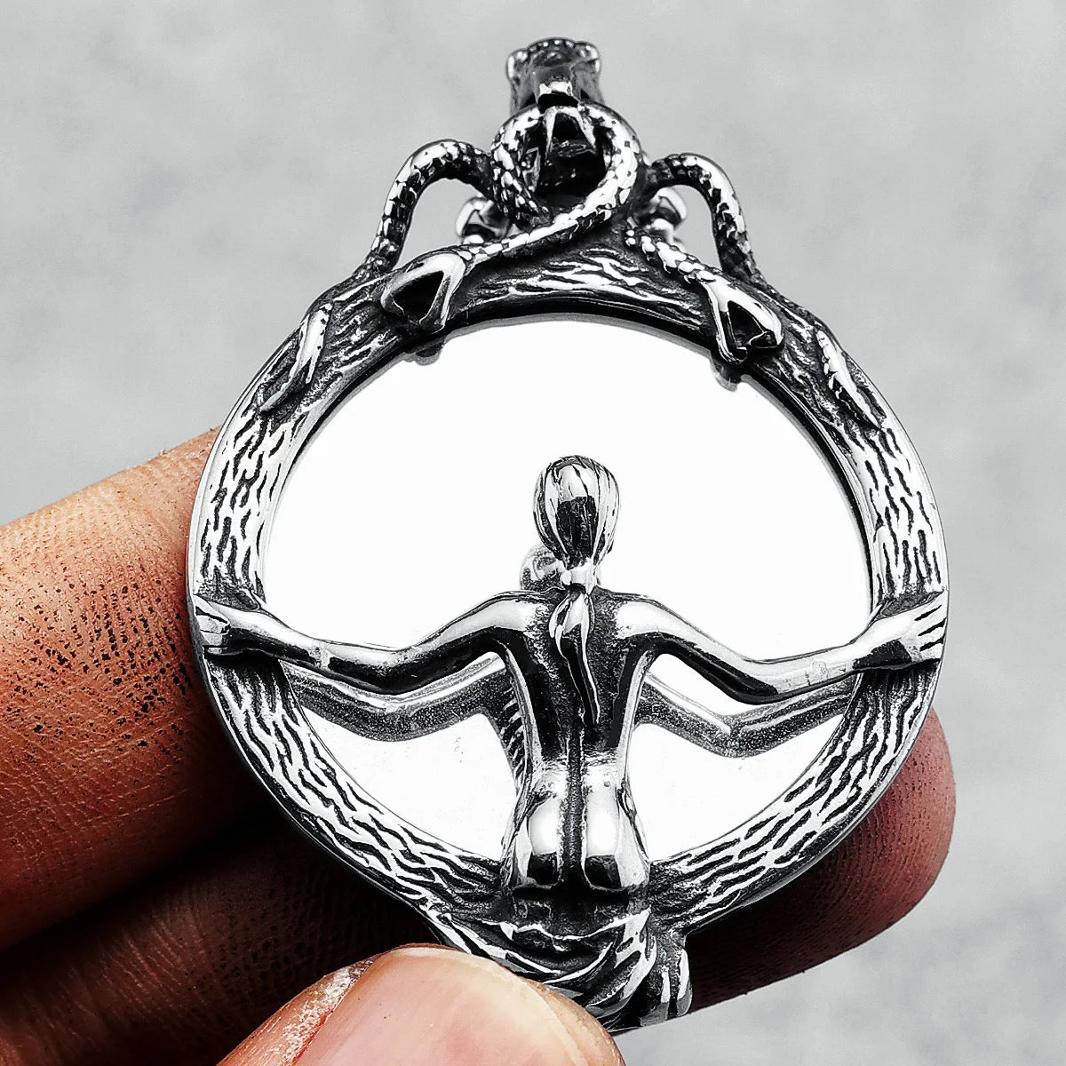 Magic Mirror Necklace Stainless Steel Men Skull Pendant Chain Vintage Punk Rock Hip Hop Rap for Friend Jewelry Gift Dropshipping