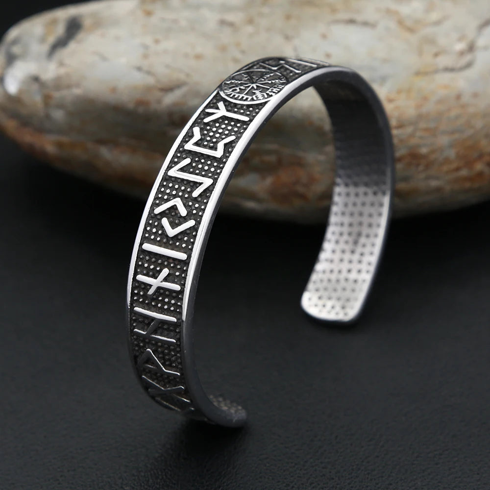 Vintage Nordic Viking Compass Bracelet Punk 316L Stainless Steel Vikings Rune Men Bangles Biker Amulet Jewelry Gift Dropshipping