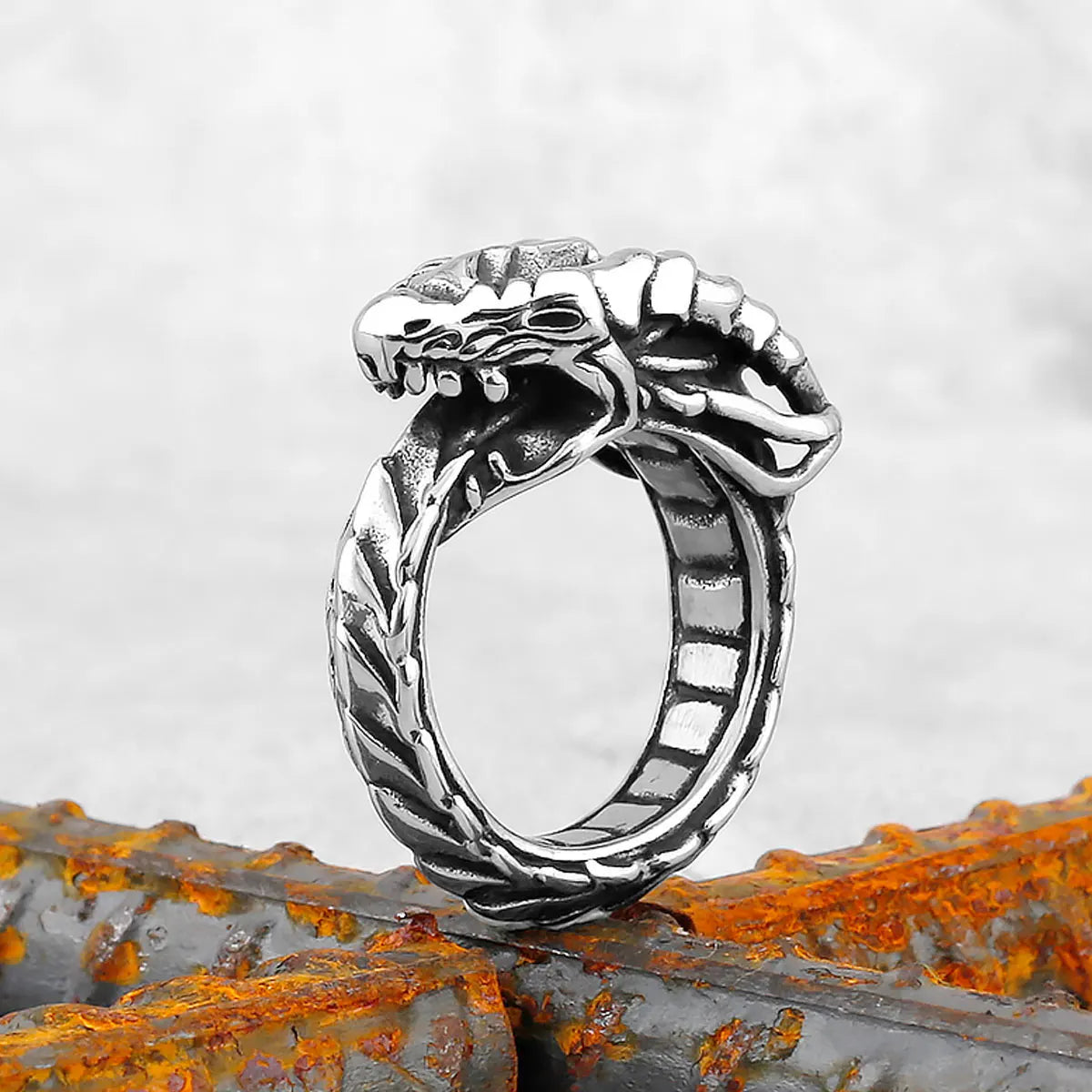 Viking Stainless Steel Ring Anchor Compass Tree of Life Nordic Viking Rune Wolf Men and Women Ring Jewelry for Boyfriend as Gift