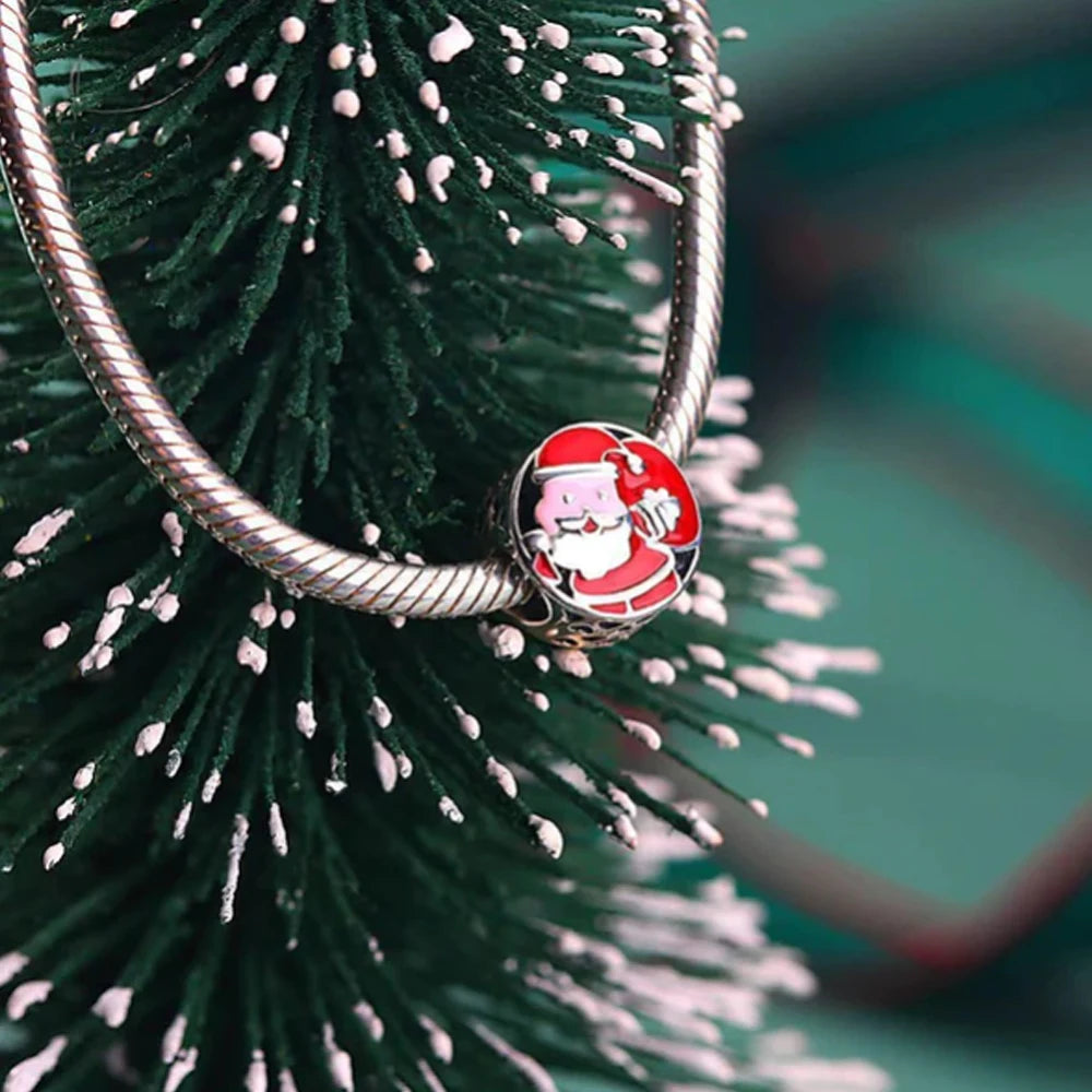 2022 Noël Nouvelle 925 Sterling Silver Charm Santa Elk Cloches Bonhomme de Neige Pandora Perle fit Bracelet Original Pour Femmes Bijoux DIY