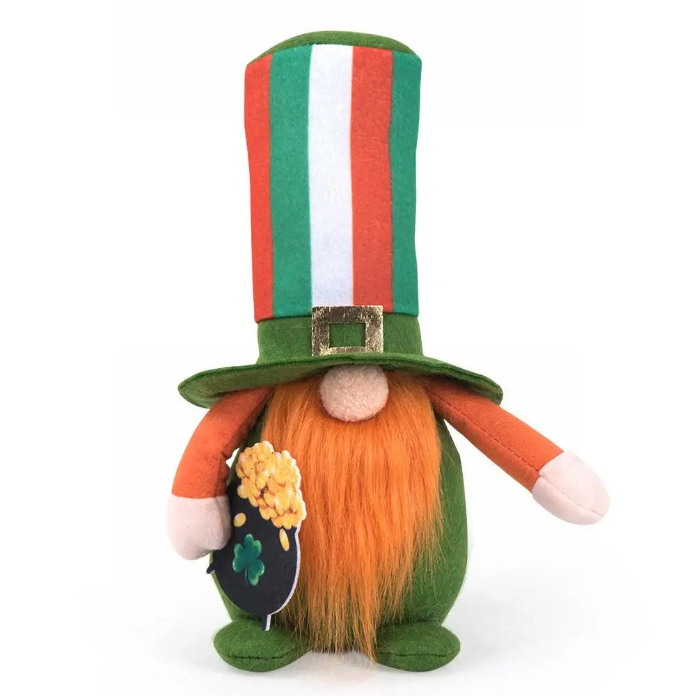 Gnomes de la Saint-Patrick en peluche lutin vert irlandais scandinave Nisse trèfle vert nain sans visage lutin en peluche plateau à plusieurs niveaux